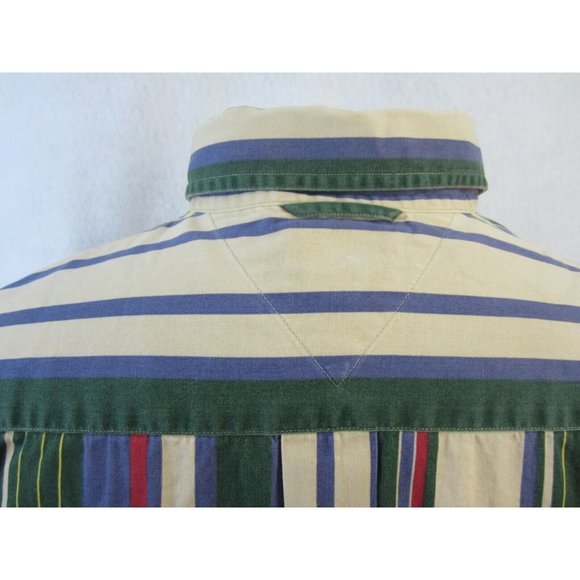 TOMMY HILFIGER Men shirt long sleeve vintage 1990s pit to pit 26 L slim striped - Picture 8 of 12